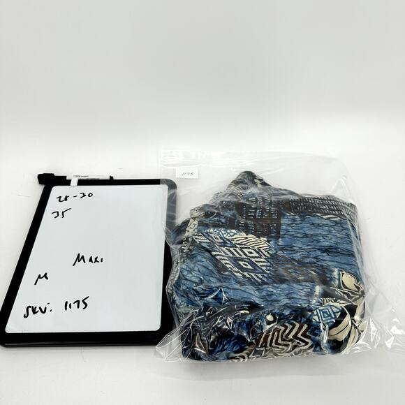 Chico's Maxi Skirt Womens Medium Blue Patchwork Floral Lined Boho Coastal - Picture 8 of 8